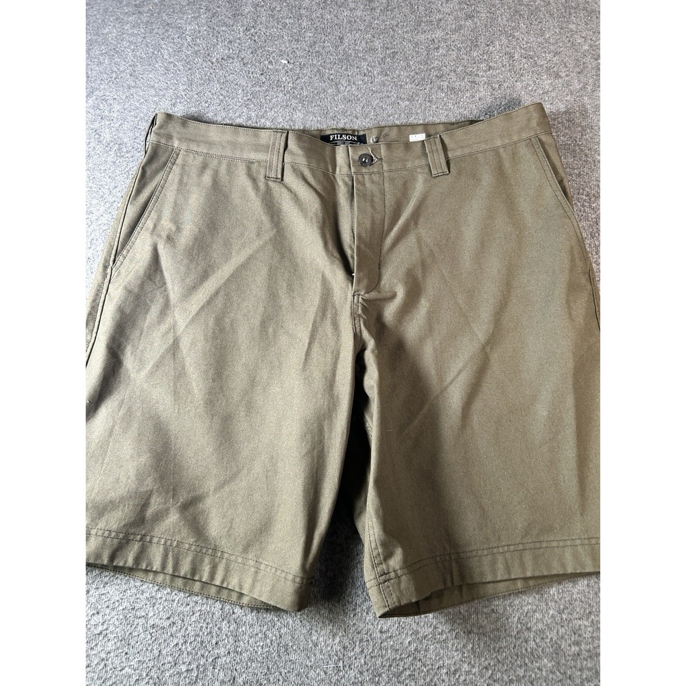 Filson Granite Mountain 9" Shorts Mens 40 Olive Green/ Brown Cotton Chino